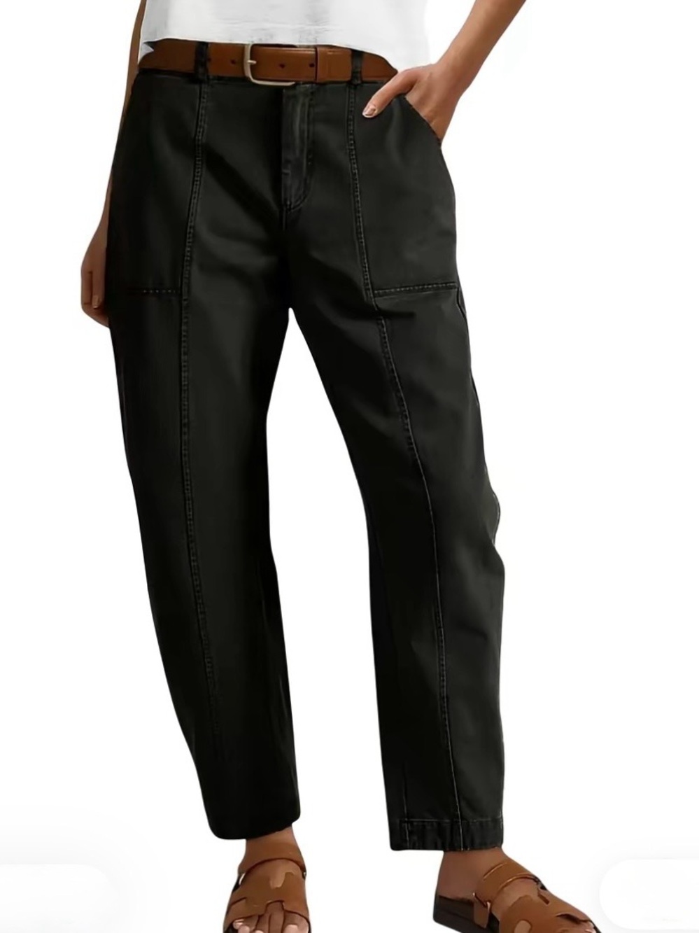 Flamingals Black Baby Barrel Pants
